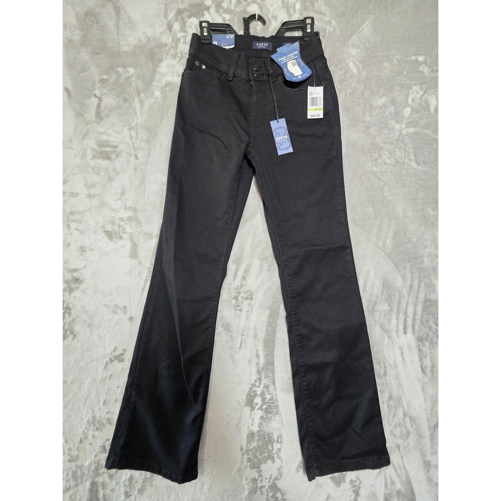 Curve Appeal Womens Curve Creator High Rise Bootcut Jeans Black 4/27